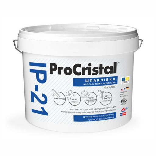 Шпаклівка фасадна ProCristal Fasad Acryl ІР-21 акрилова вологостійка