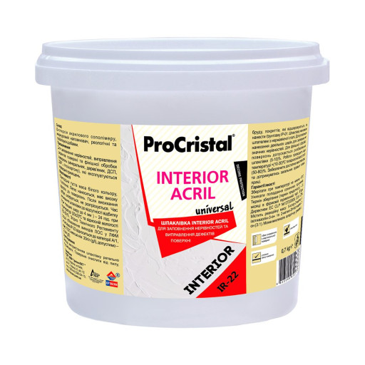 Шпаклівка інтер'єрна ProCristal Interior Acryl ІР-22 акрилова універсальна