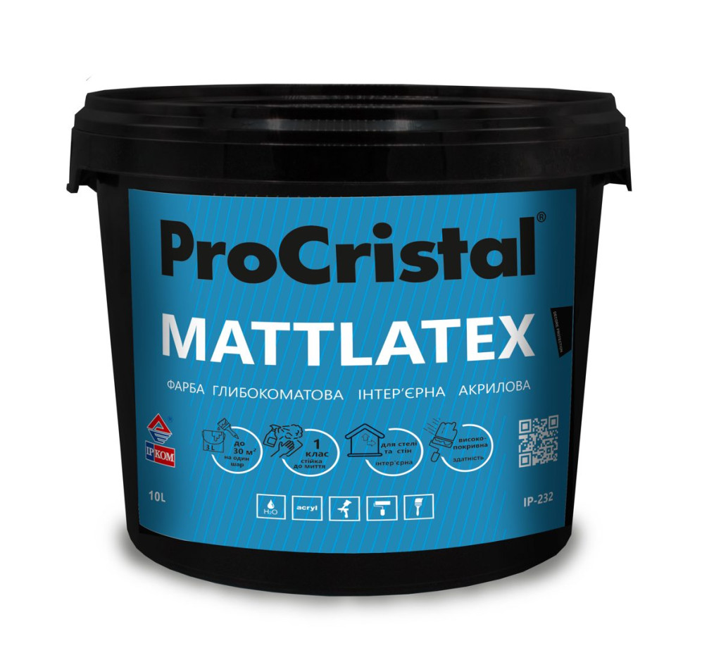 Фарба інтер'єрна ProCristal Mattlatex ІР-232 глибокоматова, 10 л