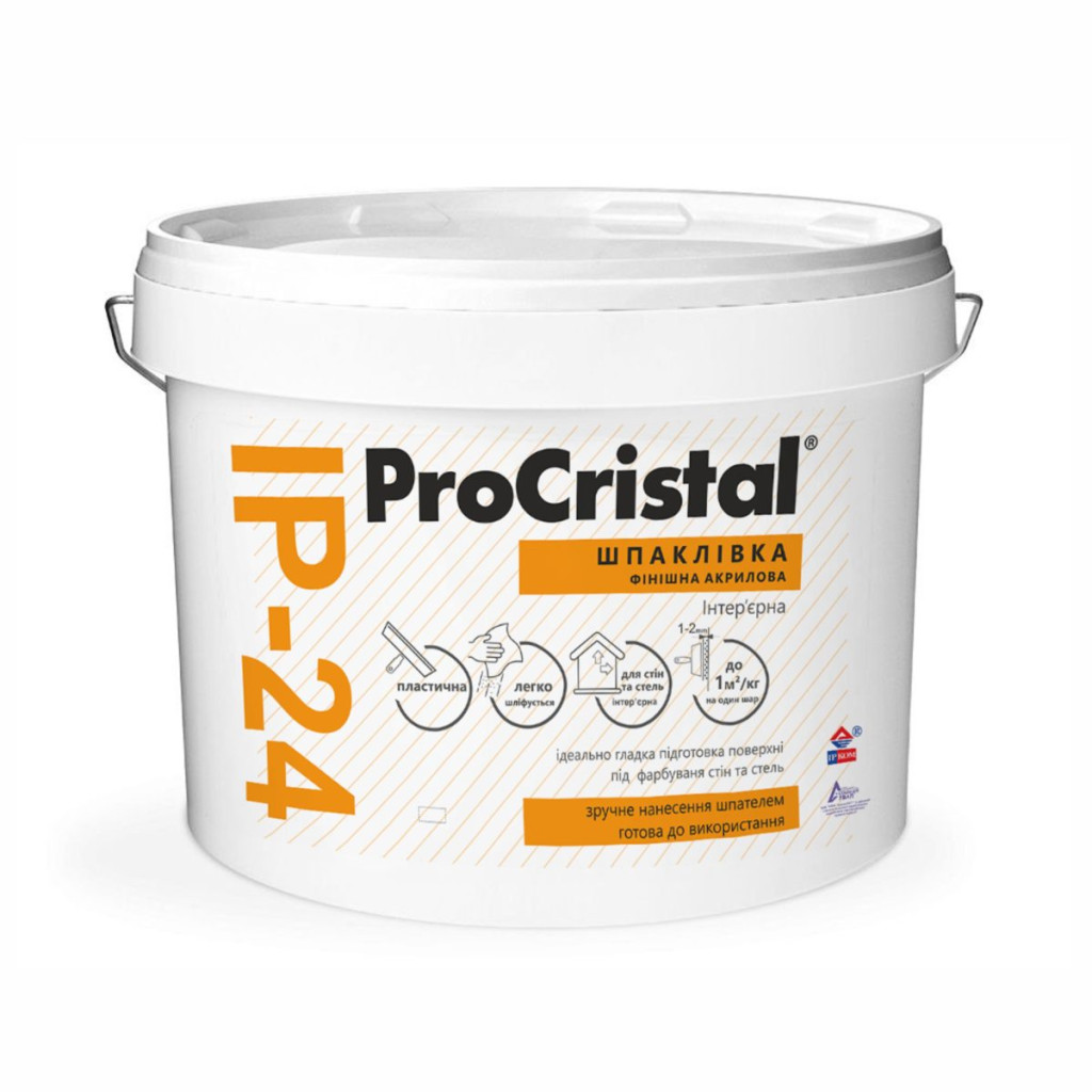 Шпаклівка інтер'єрна ProCristal Фініш ІР-24 акрилова, 7.5 кг