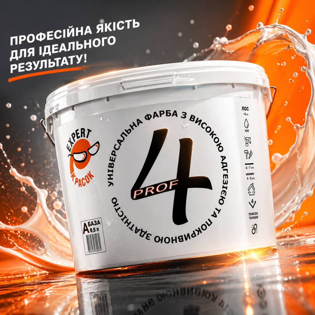 Фарба універсальна Prof 4 акрилатна, база А, 9 л