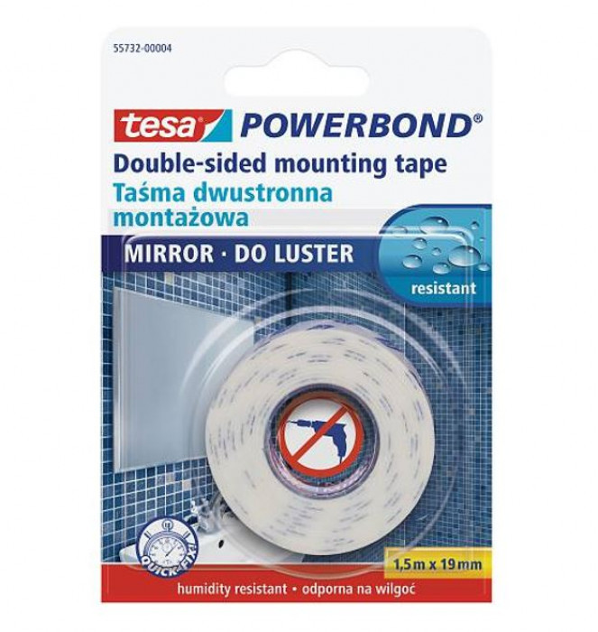 Tesa Монтажна стрічка для дзеркал 1,5 м х 19 мм Powerbond