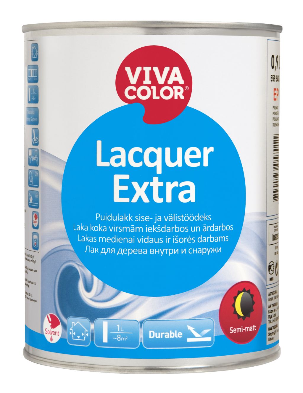 Лак для дерева Hansa Lacquer Extra напівматовий, 0.9 л
