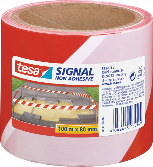Tesa Сигнальна стрічка непріліпающая червоно-біла 100 м х 80 мм