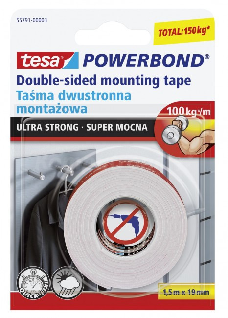 Tesa Монтажна стрічка ультра сильна 1,5 м х 19 мм