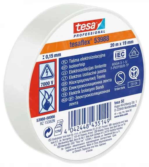 Tesa Електроізоляційна стрічка біла 10 м х 15 мм