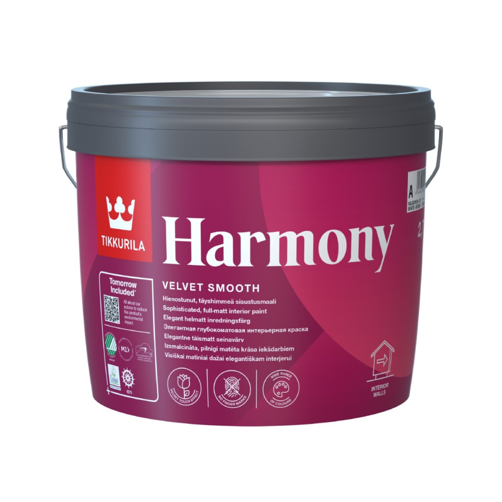Фарба інтер'єрна Tikkurila Harmony абсолютно матова, база С, 2.7 л